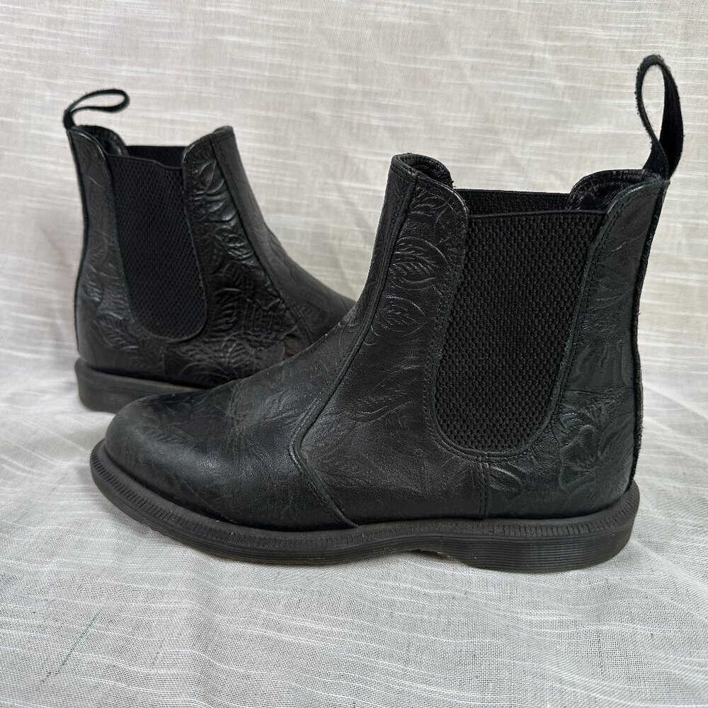 Dr. Martens Black Embossed Ankle Boots